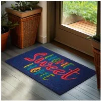 BRUBAKER Fußmatte Schmutzfangmatte für Außen und Innen - 45 x 75 cm Kokos Fußabtreter, Rechteckig, Höhe: 16 mm, Home Sweet Home - Antirutsch - Wetterfest und Rutschfest - Bunt