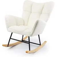 Allyson Schaukelstuhl Schaukelstuhl Teddy Plüsch – Lounge-Sessel mit hoher Rückenlehne, Ergonomische Rückenlehne, sanfte Schaukelfunktion, 150kg.