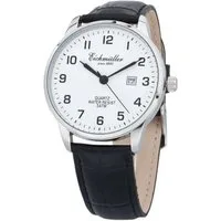 Eichmüller Quarzuhr Herrenuhr schwarz-weiß, elegantes Lederarmband, Metallgehäuse, 40 mm 7030-05