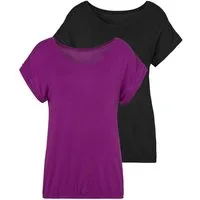Vivance by Lascana Kurzarmshirt mit Gummizug im Bund (2er-Pack) Sommershirts aus weichem Viskose-Stretch