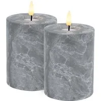 LC Home LED-Kerze Candela Lights LED Kerzen 2er Set ?8x10cm Betonoptik Stumpenkerze (2-tlg)