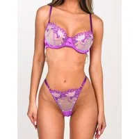 Elegant Love Set: Bügel-BH Sexy Dessous Set für Damen: Bestickter BH & Tanga (Set, 2-tlg., mit Tanga) elegantes Lingerie mit String, Unterwäsche für Frauen