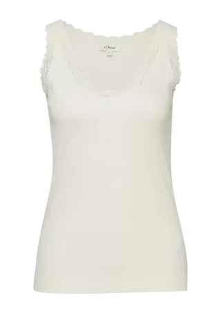 s.Oliver Red Label - Geripptes Tanktop mit Spitze beige - Gr. - 34