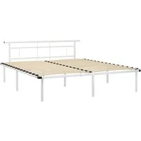 vidaXL Bett Bettgestell Weiß Metall 180x200 cm