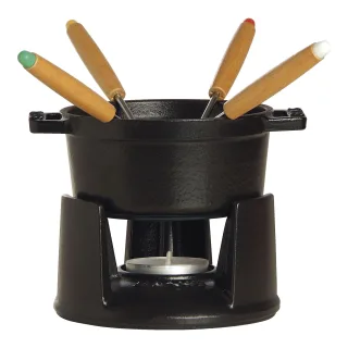Staub Specialities Fondue Set 10 cm, rund, Schwarz, Gusseisen