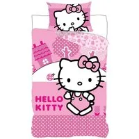 BrandMac Kinderbettwäsche Hello Kitty Rosa Bettwäsche Set 2 tlg 135 x 200 cm 100% Baumwolle, 2 teilig, Langlebig