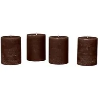 Mirabeau Stumpenkerze Kerze 4er Set Virrans dunkelbraun (4er Set, 4er Set)