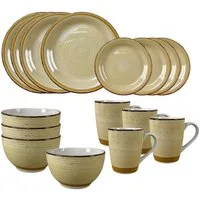 NTK-Collection Frühstücks-Geschirrset Geschirrset 16-teilig beige Antonia (16-tlg), 4 Personen, Keramik, Tafelservice Frühstücksset