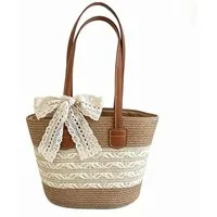 Zaewry Strandtasche Stroh-Strandtasche, geräumige Strohtasche, Strand-Schultertasche, Strohtasche mit Henkel