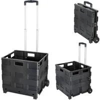 CEPEWA Einkaufstrolley Klappbox Trolley schwarz 42x40x37cm Kunststoff Alu belastbar bis 20 Kg