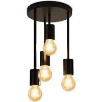 Nettlife Deckenleuchte Hängend 4 Flammig Deckenspots Vintage Schwarz E27 Küchenlampe, LED wechselbar, für küche Flur Schlafzimmer Wohnzimmer Bar