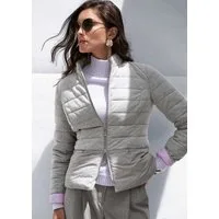 MADELEINE Steppjacke Feminine Wendesteppjacke, Material-Mix Gestreiftes Design, Stehbundkragen und praktischer Zipper