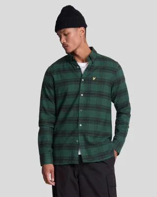 Lyle & Scott � Flanellhemd mit Ton in Ton kariertem Blau