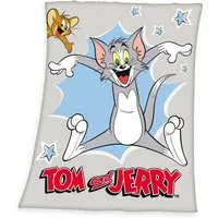 Wohndecke Kinderdecke 130x170cm Tom & Jerry bunt bedruckt, Herding, Bequeme Fleecedecke mit tollem Tom & Jerry-Motiv