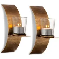 LuxusKollektion Wandkerzenhalter Kerzenständer Wand Gold Bronze Vintage Teelichthalter Set