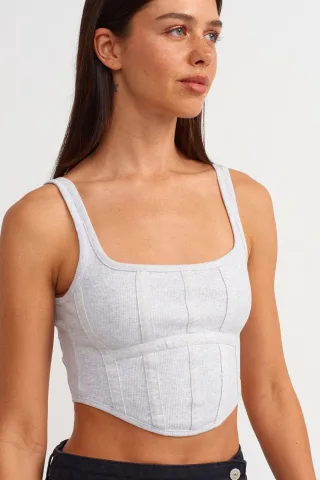 Tailliertes Crop-Corsagen-Top mit quadratischem Ausschnitt