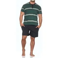 Normann Pyjama Normann Herren kurzarm Schlafanzug Shorty mit Knopfleiste am Hals