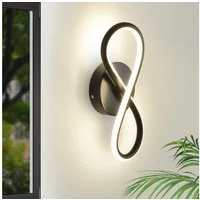 ZMH LED Wandleuchte Innen 8-förmige Modern 7W Wandlampe für Treppenhaus Schlafzimmer, Augenschutz, Einfache Installtion, LED fest integriert, Warmweiß, Schwarz 3000K Schlafzimmerlampe Korridor Wohnzimmer