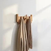 HOME DELUXE Garderobenleiste PORTE - 32cm/56 cm/ 80cm - wählbar, 4 Haken, bewegliche Haken, Garderobe aus Holz