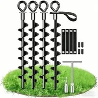 SURFOU Bodenanker Bodenanker Erdanker 4 Set Trampolin und Zelte Befestigung, für Outdoorbereich, Zelte, Vordächer, Spiral Bodenanker, Eindrehen