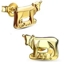JEVELION Paar Ohrstecker Kuh 333 Gold (Gold Ohrschmuck, 2-tlg., für Damen), Goldstecker - Made in Germany