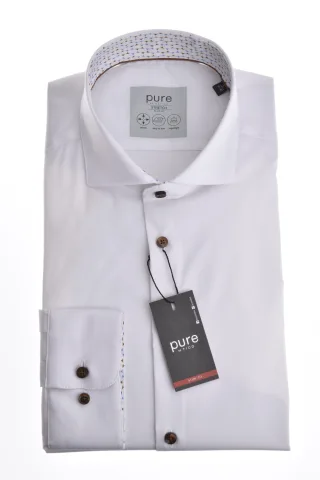 pure - PURE- City Stretch Hemd slim fit Langarm weiss - Gr. - XL