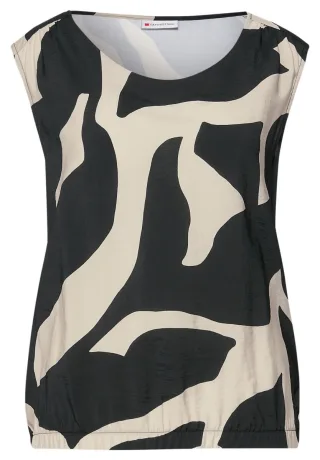 Street One - Strukturmix Top mit Print beige/grau - Gr. - 34