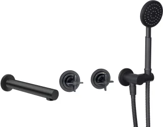 Neuesbad Serie 400 4 Loch Wannenarmatur Unterputz, Schwarz NB1DEBQTN18P1