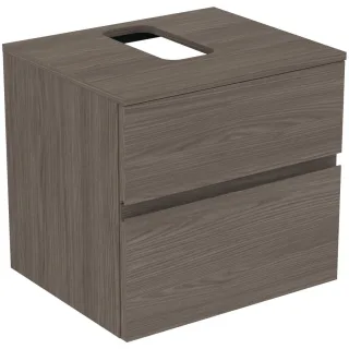 Ideal Standard Waschtischunterschrank Finesse Ausschnitt r/l 602x505x558mm 2 Auszüge Ulme dunkel, E3 E3496UR