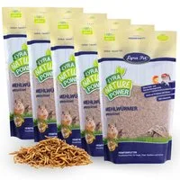 Lyra Pet 5 x 10 Liter Lyra Pet® Mehlwürmer getrocknet im Beutel, für: Wildvogel, Nager, Reptilien, Fisch