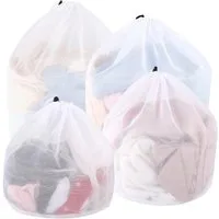 Coonoor Wäschenetz 4 Stück Wäschenetz für Waschmaschine, Wäschebeutel mit Kordelstopper,(Laundry Bag Wiederverwendbare), für Pullover Mäntel Hemden Unterwäsche Socken