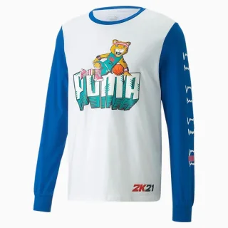 Puma x 2k Langarm Crew Crew Hals weiß blau Herren Baumwolltop 532921 01