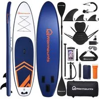 Warmounts Stand Up Paddle Set 350x86x15cm bis 190kg SUP-Paddel, (2in1 Aufblasbares SUP-Board SUP-Paddel Set mit Kajak-Sitz), mit verstellbarem 3-teiligem Doppelpaddel, Handpumpe