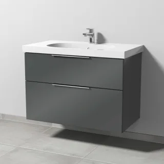 Sanipa 3way Waschtischunterbau zu Geberit Acanto Waschtisch mit 2 Auszügen, Anthrazit-Glanz UF41879