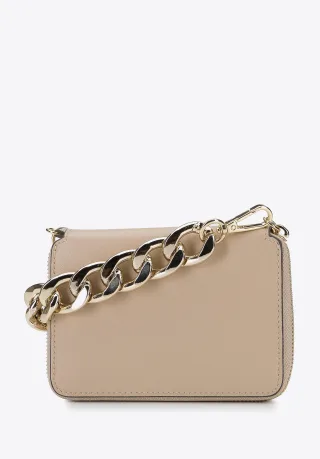 Wittchen Mini-Handtasche für Damen aus Leder mit dicker Kette, beige