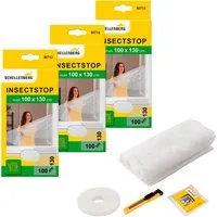 SCHELLENBERG Fliegengitter-Gewebe für Fenster ohne bohren, (Set, 3-St), Insektenschutz mit Klettband, 100 x 130 cm, anthrazit und weiß