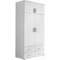 rauch Kleiderschrank Schrank Drehtürenschrank Ankleide Garderobe Schlafzimmerschrank KEMI (Breiten: 90/135/180 cm, Höhe 194 cm) mit Schrankaufsatz und Schubladen, extra viel Stauraum MADE IN GERMANY