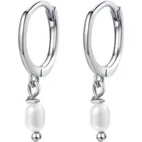 Hey Happiness Paar Creolen Perle, Silber 925 Damen, Perlen Creolen Süßwasserperle Anhänger, Brautschmuck