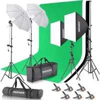 Neewer Fotostudio-Box NK100 Fotostudio Set, mit Drei Hintergrundfarben, Softbox, LED wechselbar, Reflektoren, LED Lampen, Studiolicht für Porträt Produktfotografie