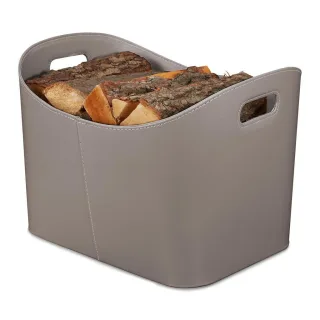 Relaxdays Holzkorb, Anthrazit, Kunststoff, Wellpappe, Metall, 53.5x36x41 cm, Kleinmöbel, Kamine & Zubehör, Holzkörbe & Zubehör