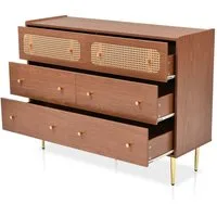 Merax Kommode Rattan geflecht,Highboard, Sideboard mit Schubladen, Schubkastenkommode