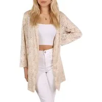 Sarcia.eu Strickjacke Eleganter goldfarbener Überwurf Strickjacke, Blumenprint John Zack S