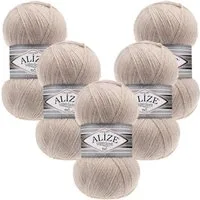 Alize 5 x ALIZE Superlana Tig Häkelwolle, 570 m, Handstrickgarn, Fein,Häkeln,Stricken