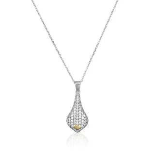 Orphelia Damen-Kette aus 925er Sterlingsilber mit Anhänger – Silber/Gold ZH-4880