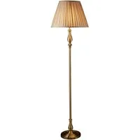 Searchlight Stehlampe Flemish Floor Lamp- Antique Brass Pleated Shade, Leuchtmittel wechselbar