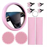 GarveeMore Lenkradbezug 10 Stück Leder Lenkradabdeckung Auto Zubehör Set