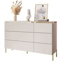 Lookway Kommode AURORA 6S in Kaschmir mit goldener Leiste, Breite: 138 cm