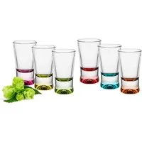 Sendez Schnapsglas 6 Schnapsgläser bunte Gläser Schnaps Shots Stamper Wodkagläser, 6-tlg., Glas
