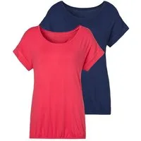 Vivance Kurzarmshirt mit Gummizug im Bund (2er-Pack) Sommershirts aus weichem Viskose-Stretch