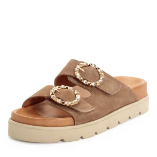 Tamaris - Da.-Pantolette taupe suede - Gr. - 37